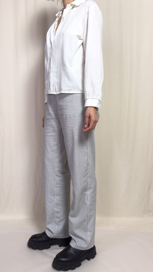 straight trousers - white - small checks