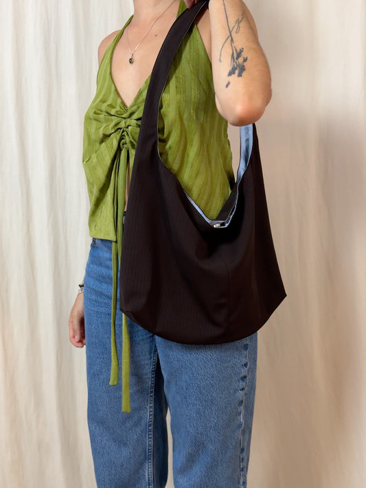 Handbag - brown pinstripes - medium