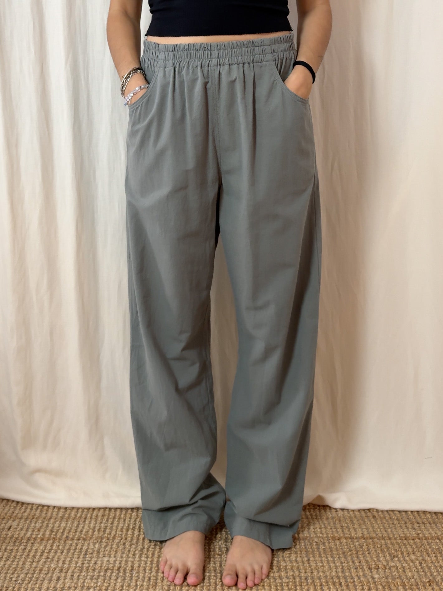 Straight trousers in grey green