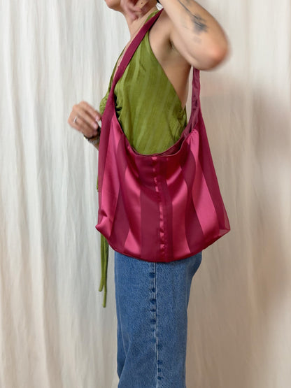 Handbag - raspberry pink stripes - medium