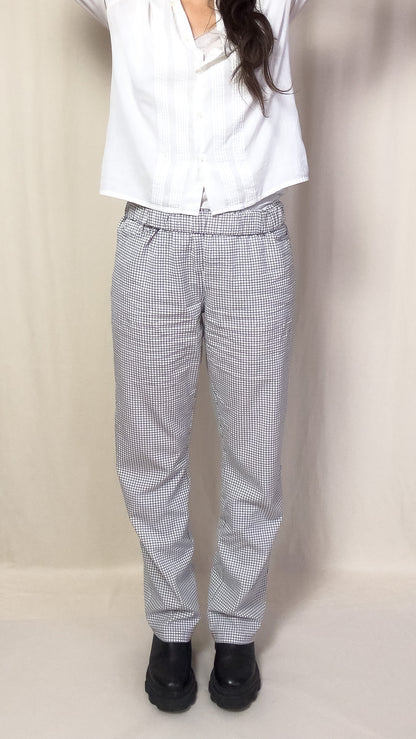 straight trousers - white - small checks