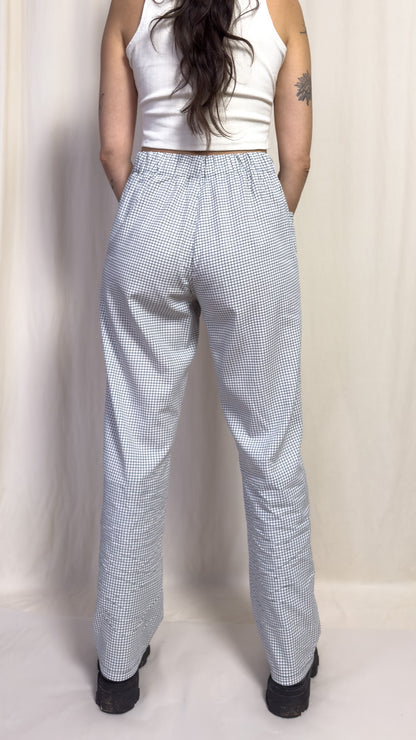 straight trousers - white - small checks