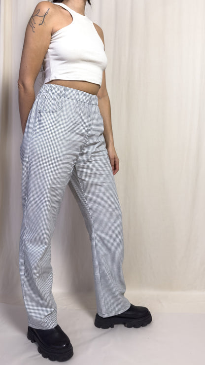 straight trousers - white - small checks