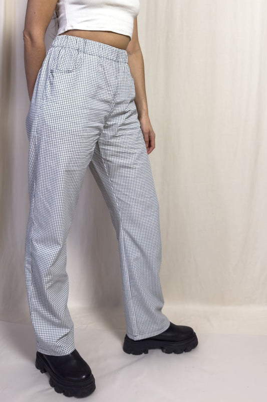 straight trousers - white - small checks