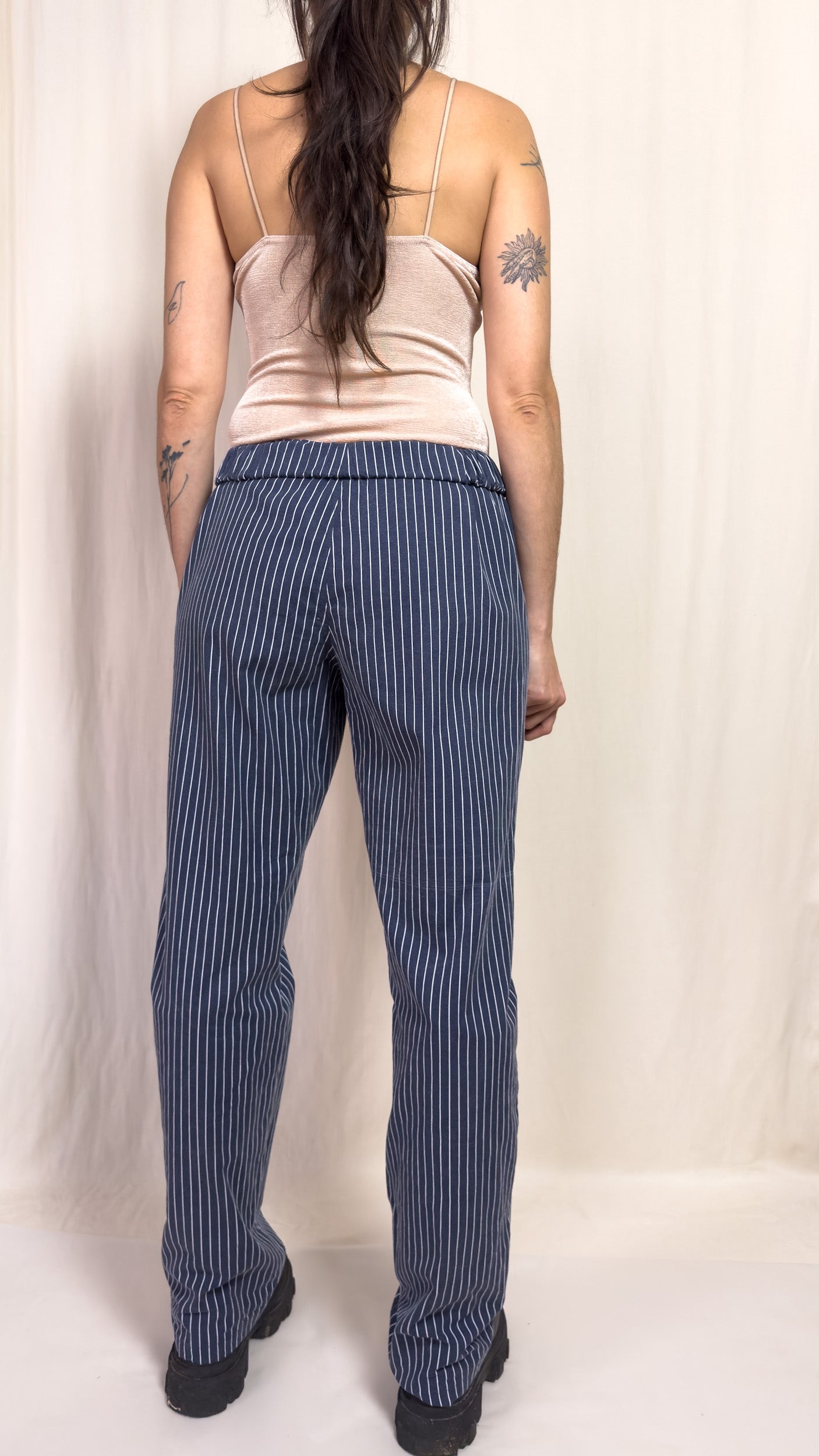 straight trousers - blue - pinstripe