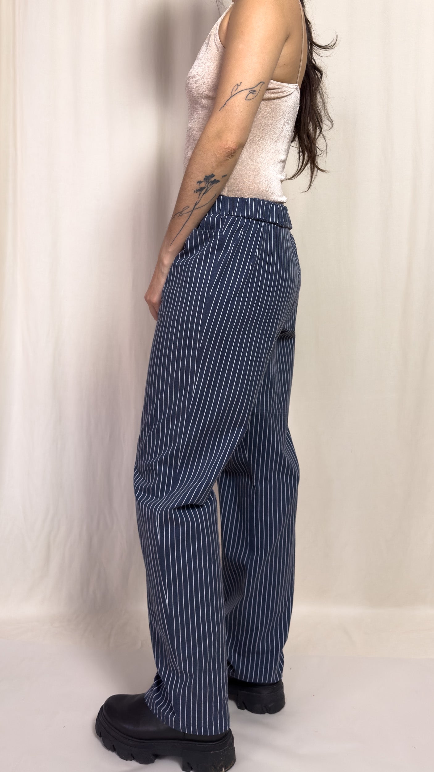straight trousers - blue - pinstripe