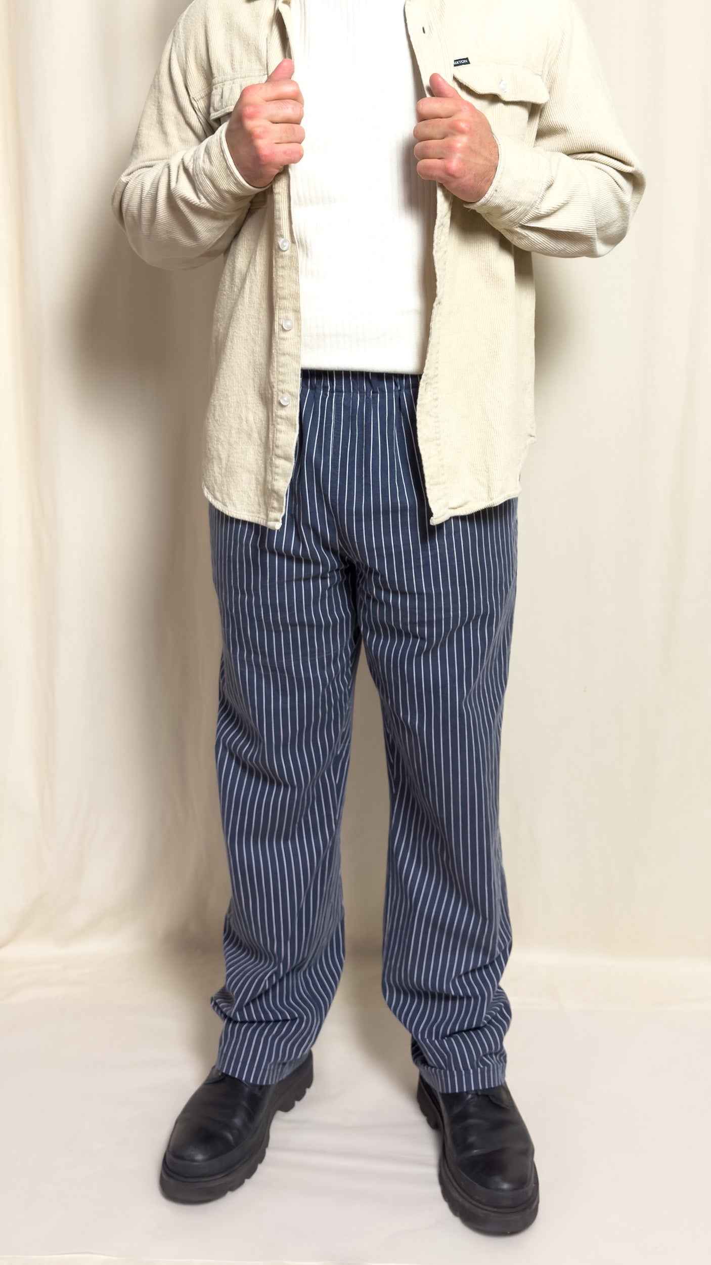 straight trousers - blue - pinstripe
