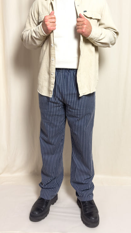 straight trousers - blue - pinstripe