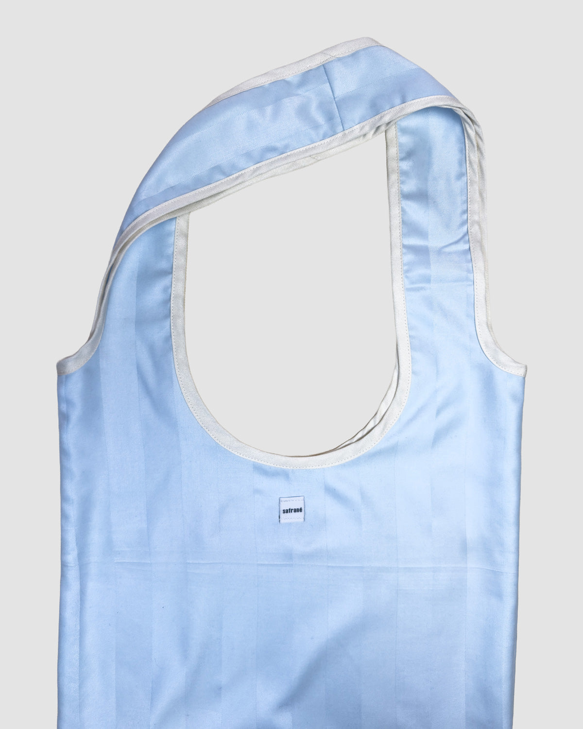 bag - blue stripes & white ribbon