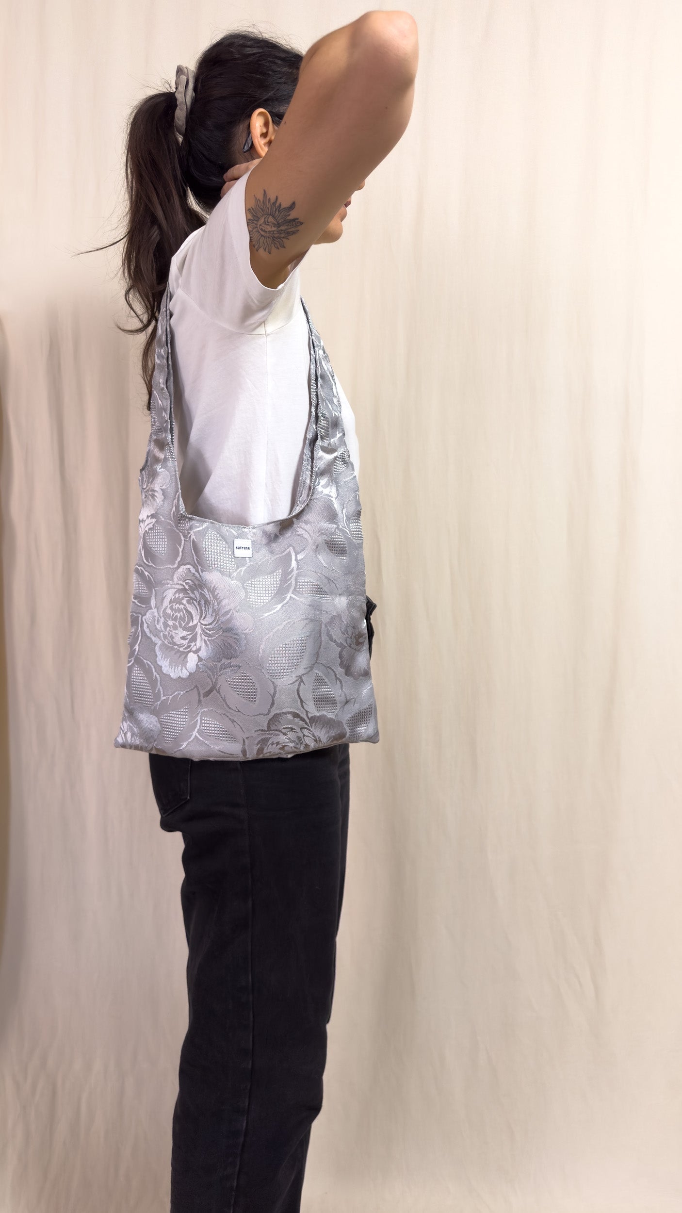 bag - silver jacquard