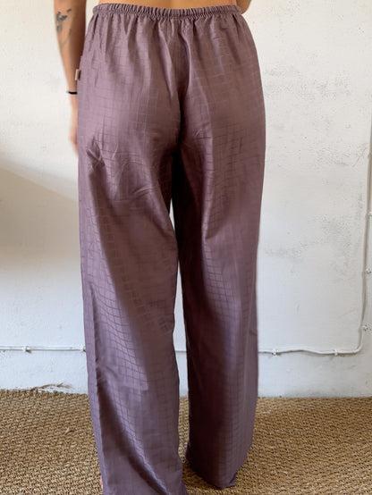 Drawstring trousers in purple checks