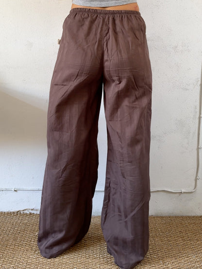 Drawstring trousers in brown stripes