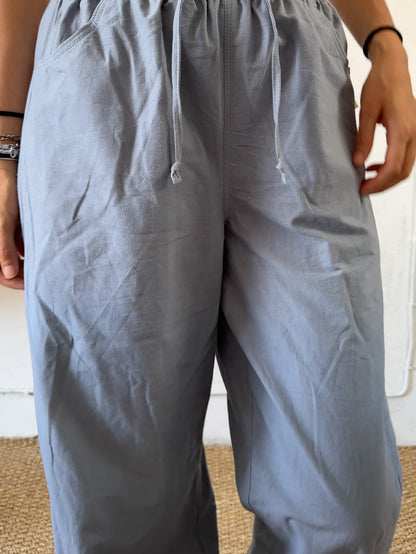 Drawstring trousers in light blue plain