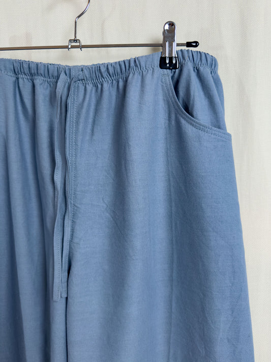 Drawstring trousers in light blue plain