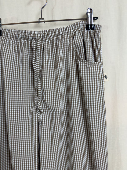 Drawstring trousers in brown small vichy