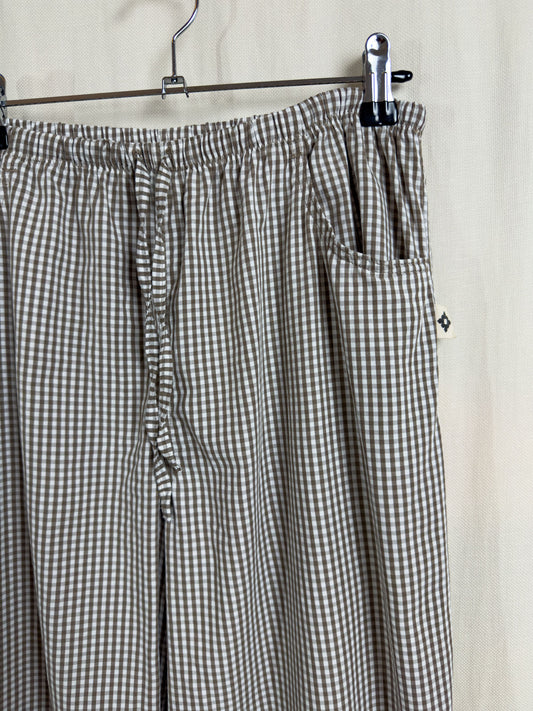 Drawstring trousers in brown small vichy