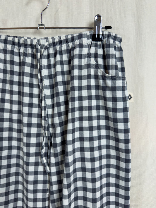 Drawstring trousers in dark grey vichy