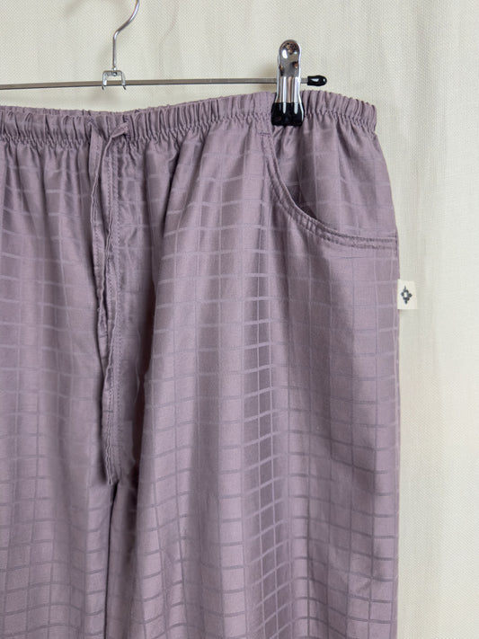 Drawstring trousers in purple checks