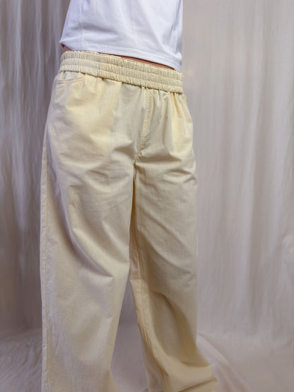 Wide leg trousers in pale yellow