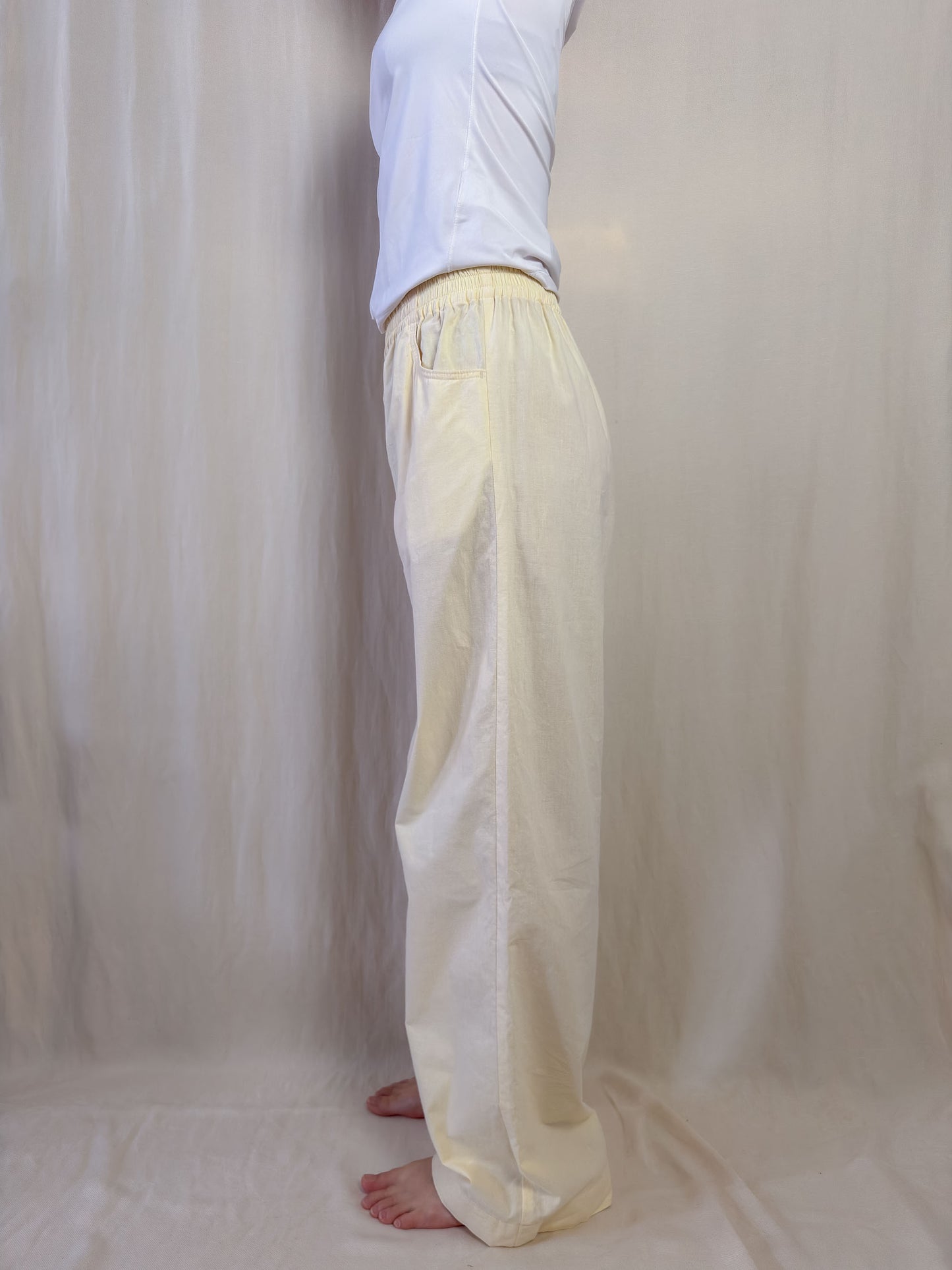 Wide leg trousers in pale yellow